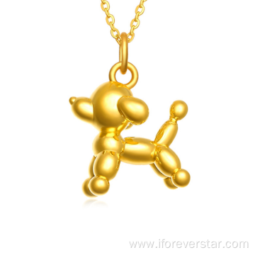 24K Solid Gold Teddy Dog Pure Jewelry Charms